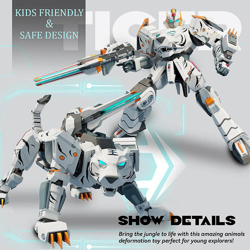 CSDCSD 6-12 Animals Transforming Robots Toy for Kids Deformation Tiger Action Figure Deformation Tiger Model, Portable