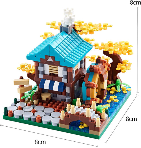 Autumn Architecture Flower Treehouse Micro Blocks Building Set for Adults, Mini Bricks Model Kit, Creative DIY Gift