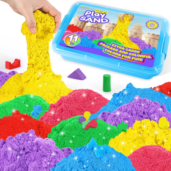 AtMini Play Sand for Kids, 11lbs of 6 Colored Sands, Magic Sand