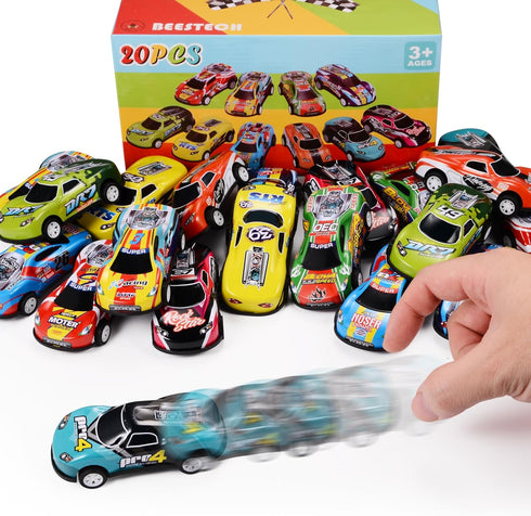 20 Pack 3.4 Inch Metal Pull Back Toy Cars for Boys Girls Toddlers 3-7 Years Old, Party Favors, Goodie Bag Stuffers