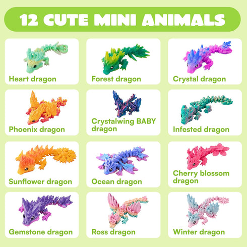 12 3D 8-12, JOYIN Pcs Printed Dragon Blind Box Series, Mystery Box Party Favors for Kids Mini Articulated Fidget