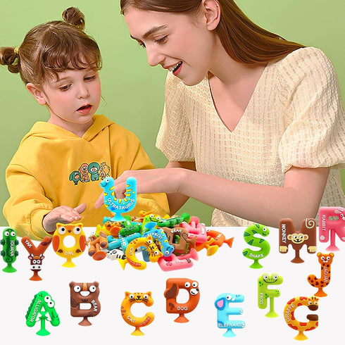 Games,26 3-5 Bath Alphabet Letters,ABC Bath Toys,Alphabet Cute Animals Silicone Bathtub Letters with Suction Cup,ABC