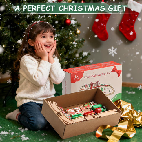 Set 50 Set Set Playset SainSmart Jr. Wooden Train Pcs Train - Toy Train with Exquisite Box, Wood Train Track Fit