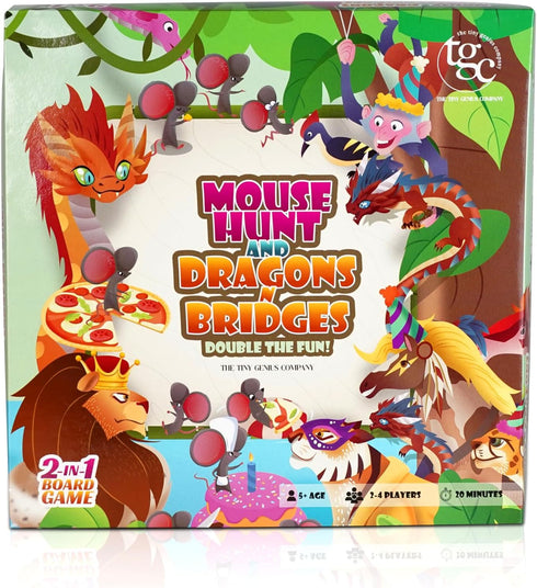 TGC 2-in-1 Board Games for Kids, Ages 5+, 20x20 Inch Folding Board for 2-4 Players, Fun Family Game Nights & Travel