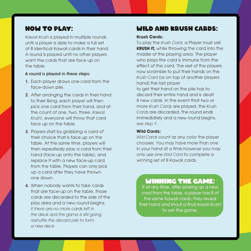 AQUARIUS Kawaii Krush Card Game, Fun Family Party Game for Kids, Teens & Adults, 2 to 7 Players Ages 6 & Up