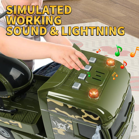 Toys,25.6" 2 3 4 5 Dwi Dowellin Green Military Big Truck Semi Truck Toy with Helicopters and Tank,Army Toys with Lights