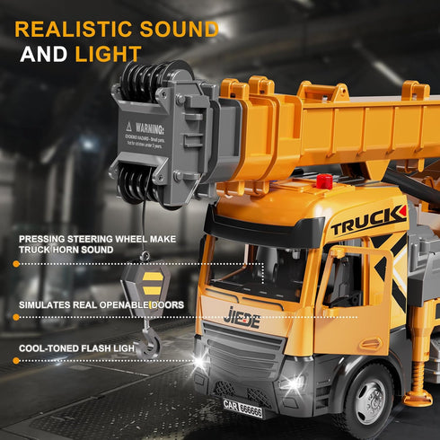 BLUEYAK 3 4 5 6 7 Set 29IN Kids Toys for Years Old Boys, Die-cast Construction Toys w/Lights & Sounds, Crane Arm Alloy
