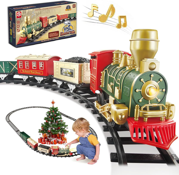 Electric Train Set for Kids Ages 4-8, Complete Toy Train with Lights