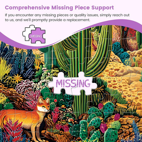DAGIRT 500 500 20.5 15 Piece Jigsaw Puzzles for Adults, Colorful Desert Piece Puzzle, Vibrant Landscape with Cacti, Fox