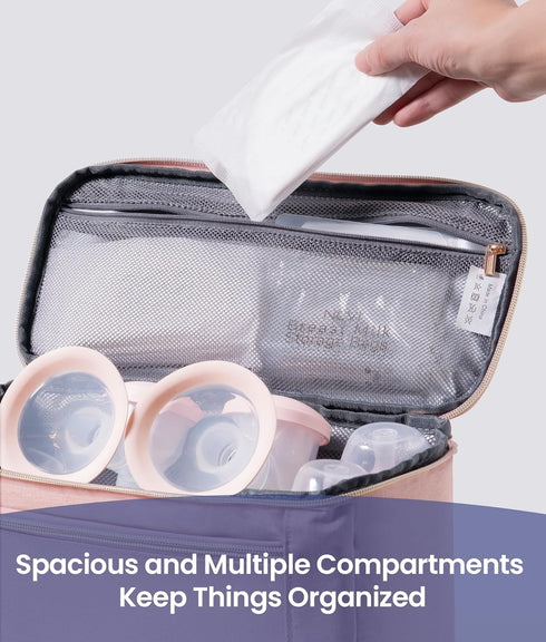 NCVI Breast Pump Storage Bag for Pumps and Extra Parts, Large Capacity Portable Pump Carrying Case with Handle