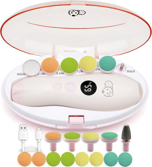 Royal Angels Rechargeable 22 in 1 Baby Nail Trimmer with LCD Display, Labeled Case,