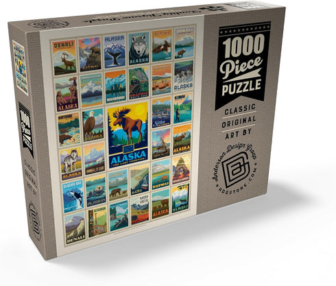 MyPuzzle Alaska Vintage Poster, Multi-Image Print, Premium 1000 Piece Jigsaw Puzzle for Adults