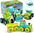 Friction Powered Trucks for 2 Year Old Boys, 4 Cartoon Construction Vehicles, Push & Go Cars Set