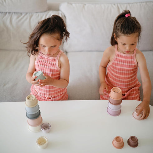 mushie Stacking Cups Toy 8pcs Made in Denmark (Petal)