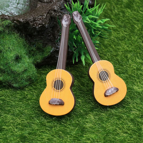 Healifty Base Guitar, 4PCS Wooden Miniature Guitar Dollhouse Musical Instrument Photo Props