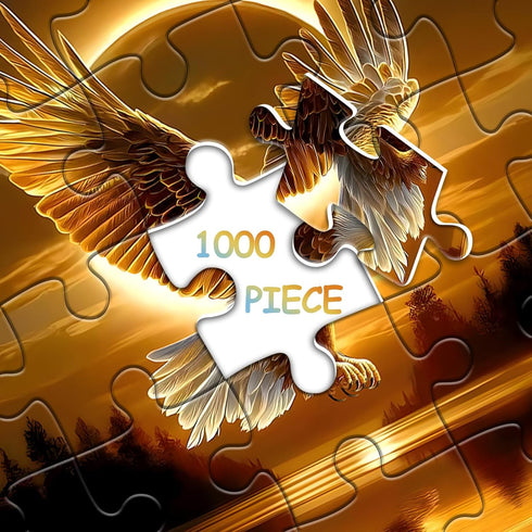 pazzocenter 1000 Sunset Solar Eagle Puzzles for Adults Pieces, Nature Forest Scenery Puzzles, Bald Eagle Bird Jigsaw