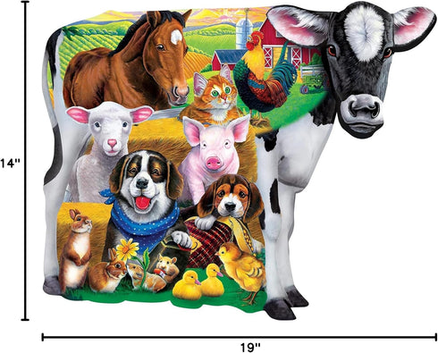 MasterPieces 100 Piece Shaped Jigsaw Puzzle for Kids - Farm Friends - 14"x19"