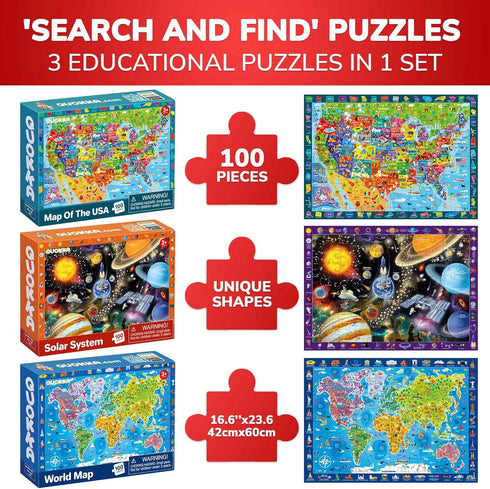 100 4-6 3 6-8 5-8 8-10-12 QUOKKA Piece Puzzles for Kids Ages - Jigsaw Kids Puzzles Ages - Learning Map of the United