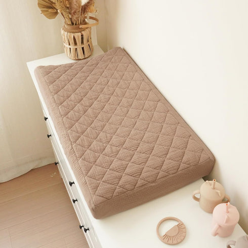 2 Pack, Konssy Waterproof Muslin Changing Pad Cover Quilted Cotton Fitted Diaper Changing Table Cover, Soft Changing