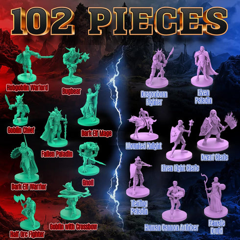Mythical Heroes Warriors! Mini Figure Set - 102 Pcs in 17 Designs for RPGs