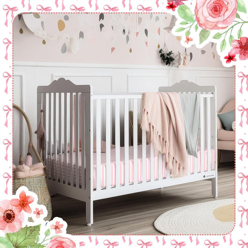 2 Pack Set 52'' 28" Peryiter Crib Sheets for Girls Boys Coquette Bed Sheet Fitted x for Standard Crib Mattress