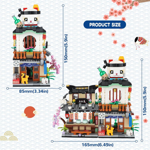 Set, 809 6-12 NEWABWN Japanese Street View Izakaya Shop Mini Building Blocks, MOC Creative Cute Japanese Toys Model PCS