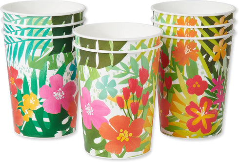 American Greetings Tropical Luau Party Supplies for BBQs and Summer Parties, Reusable Party Cups (16 oz, 8-Count)