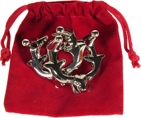 VERSAINSECT Cast Metal Brain Teaser Puzzle, Level 6 Difficulty Rating with Bonus Red Velveteen Drawstring Pouch