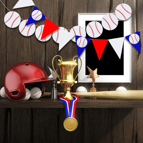 Zonon 4 Pieces Baseball Party Decorations, Baseball Banner, Sports Ball Birthday Party Paper Garland (Baseball Style)