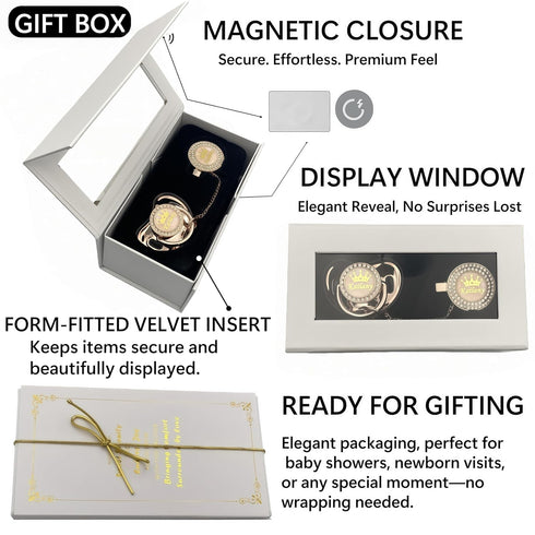 Set Personalized Bling Pacifier Box and Pacifier Unique Gift to New Bron Baby Baby Shower Gift
