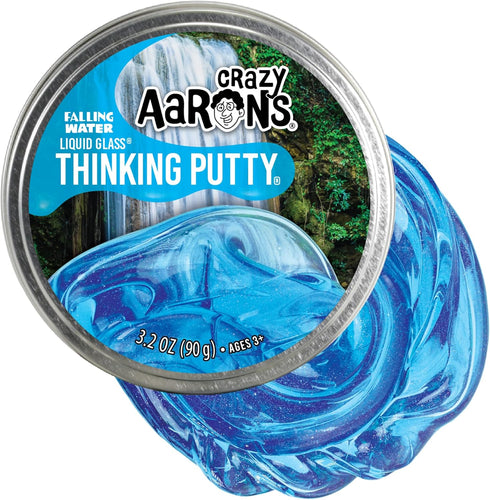 Crazy Aaron's Transparent Thinking Putty - 4" Falling Water Liquid Glass See Through Tin, 90 Grams, Never Dries Out,