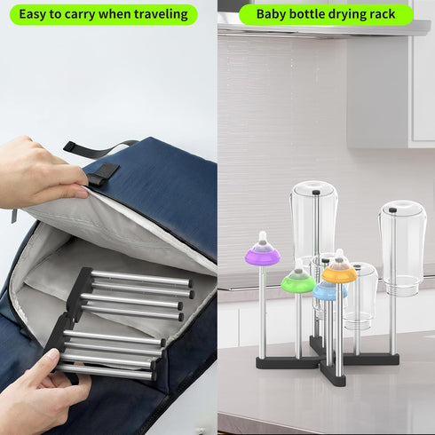 Retractable Bottle Drying Rack, Foldable Baby Bottle Drying Rack, Collapsible Draining Rack for Reusable Bag, Cutting