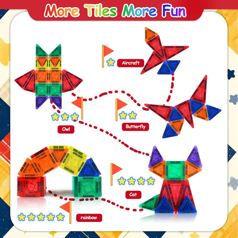 36pcs, Mini Magnetic Tiles Travel Kids Toys STEM Magnet Toy, Easter Basket Stuffer for Toddler Magnetic Blocks Building