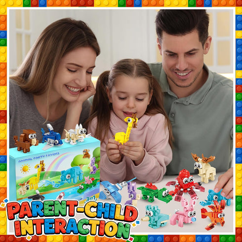 24 Packs Set 6+ DMIGHT Animal Party Favors for Kids, Mini Animal Building Block Toy for Goodie Bag Fillers Classroom