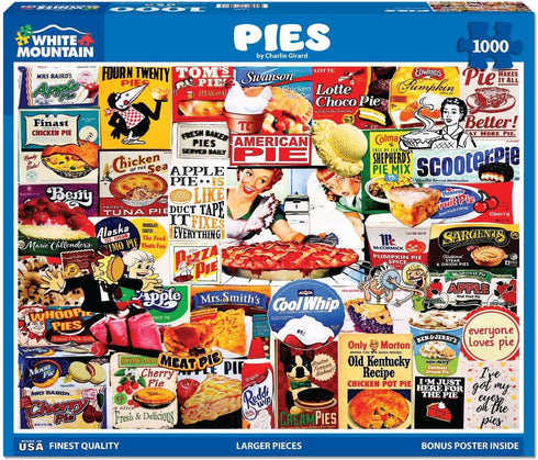 1000 Piece Jigsaw Puzzle for Adults, Children, and Grandparents - White Mountain Pies