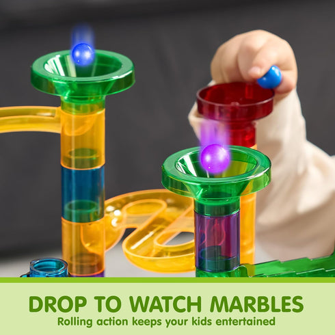 137Pcs 15 JOYIN Glowing Marble Run - Construction Building Blocks Toys with Glow in The Dark Plastic Marbles, STEM Toy