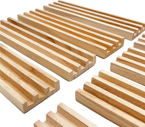 SUTIMSHE Set 8 Wooden Domino Racks/Trays of Natural Domino Trays Holders Organizer for Mexican Train Chickenfoot