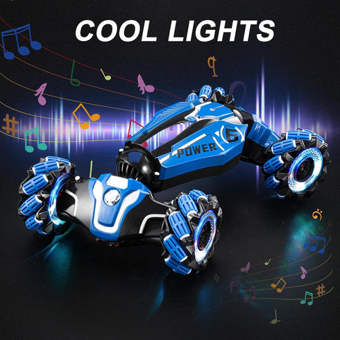 RC Stunt Car, 2.4 GHz 4WD Drive Remote Controlled Gesture Sensor Toy Car with 360° Flipping Light and Music
