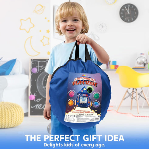 JOYIN Rocket Ship Play Tent for Kids Glow-in-the-Dark Space Tent with Starry, Astronaut Spaceship Foldable Playhouse