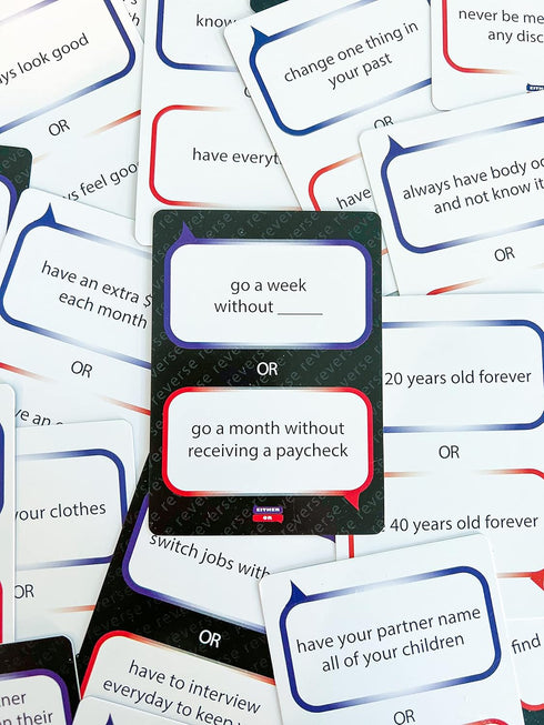 Either Or Couples Card Game - Outrageous Options for Date Night, Valentine's Day, Dinner, Anniversaries, Road Trips &