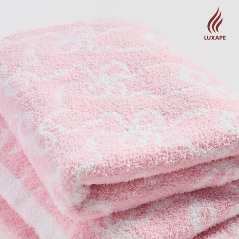 Cozy 50x60 Bow Blanket Pink Bows Soft Throw Blanket Reversible Premium Fabric for Best Comfort