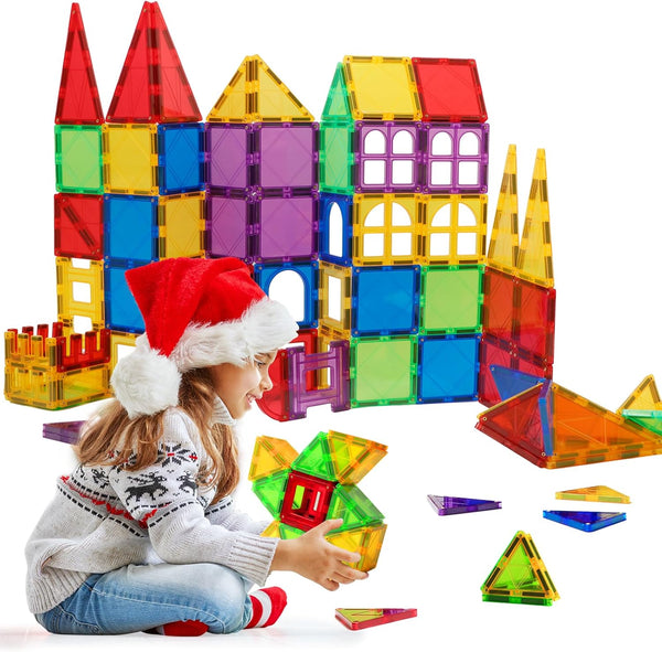 Magnetic Blocks - Magnetic Toys for Toddlers, Kids Building Blocks, Preschool Magnet Set, 70 Pieces