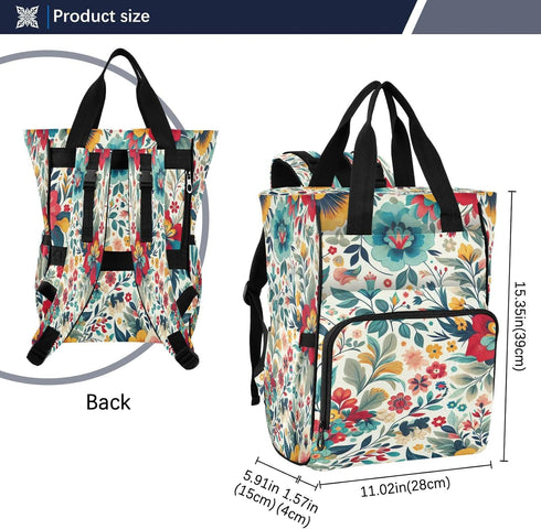 YANENDIE Backpack, Backpack Backpack Floral Theme Diaper Bag Unisex Travel Baby Diaper Bags with Stroller Straps