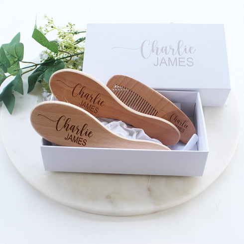 Baby Hair Brush | Personalized Baby Gifts | Wooden Brush | Cradle