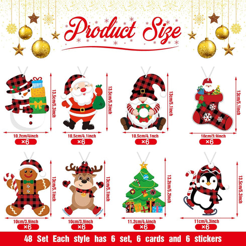24 3-12 Funrous Pcs Christmas Crafts Kits for Kids Xmas DIY Hanging Ornaments for Christmas Trees Make Your Own Crafts