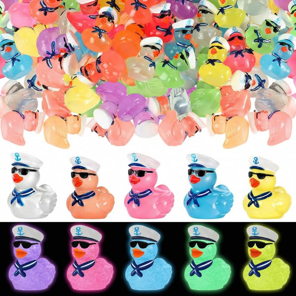 RoundFunny 150 Pcs Mini Luminous Resin Sailor Cruise Ducks Glow in The Dark