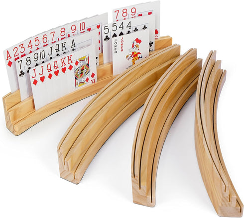 LotFancy Playing Card Holders for Kids Adults Seniors, Set of 4, 3-Tier