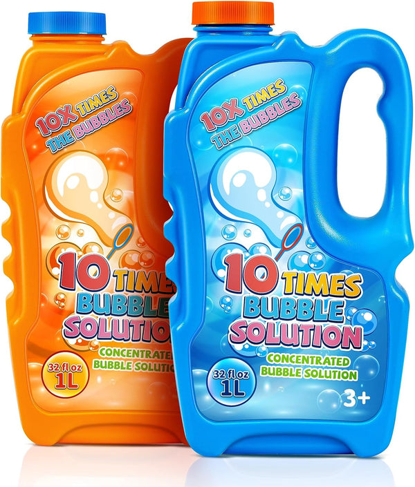 Bottles Bubbles Refill Solution, 32 OZ Bubble Liquid for Bubble Machine, Gun & Wand, Concentrated for Summer Activities