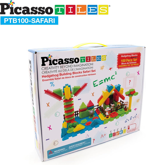 Picasso Toys PTB100 100pcs 3D Hedgehog Building Blocks Safari Theme Educational Kit for Age 3 & Up