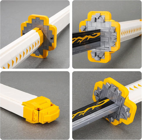 TOY PLAYER Swords Compatible with Lego, Agatsuma Zenitsu Sword with Scabbard and Stand, Katana Building Set